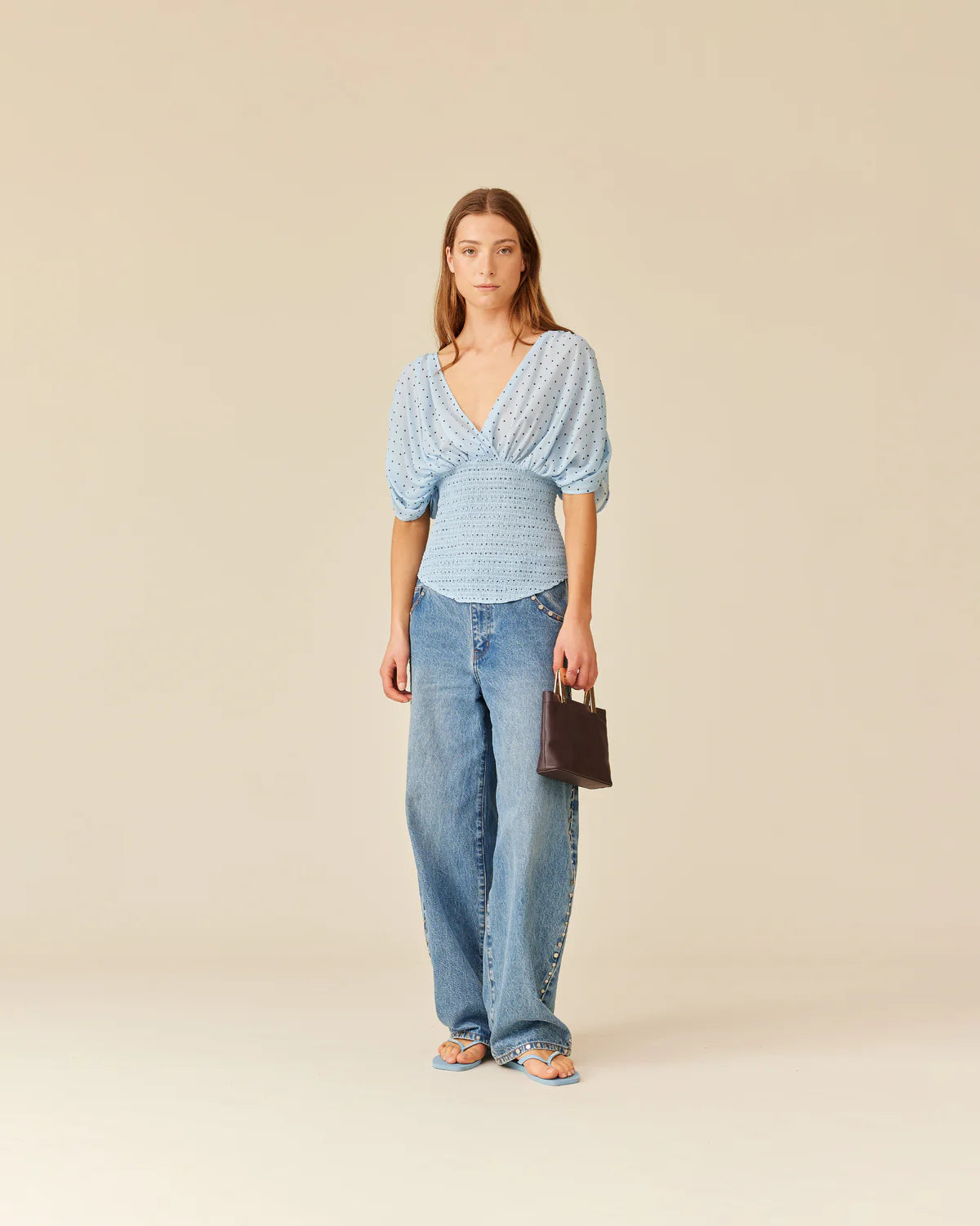 RUBY Riley Blouse | Blue Polka