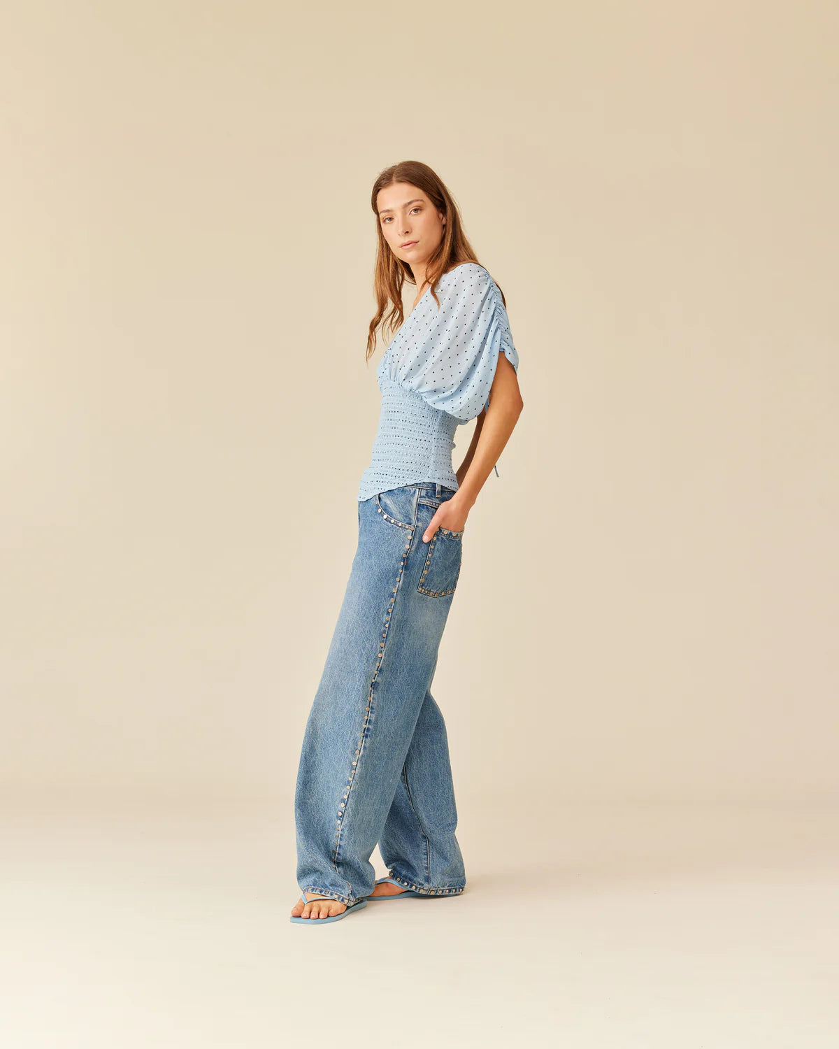 RUBY Riley Blouse | Blue Polka