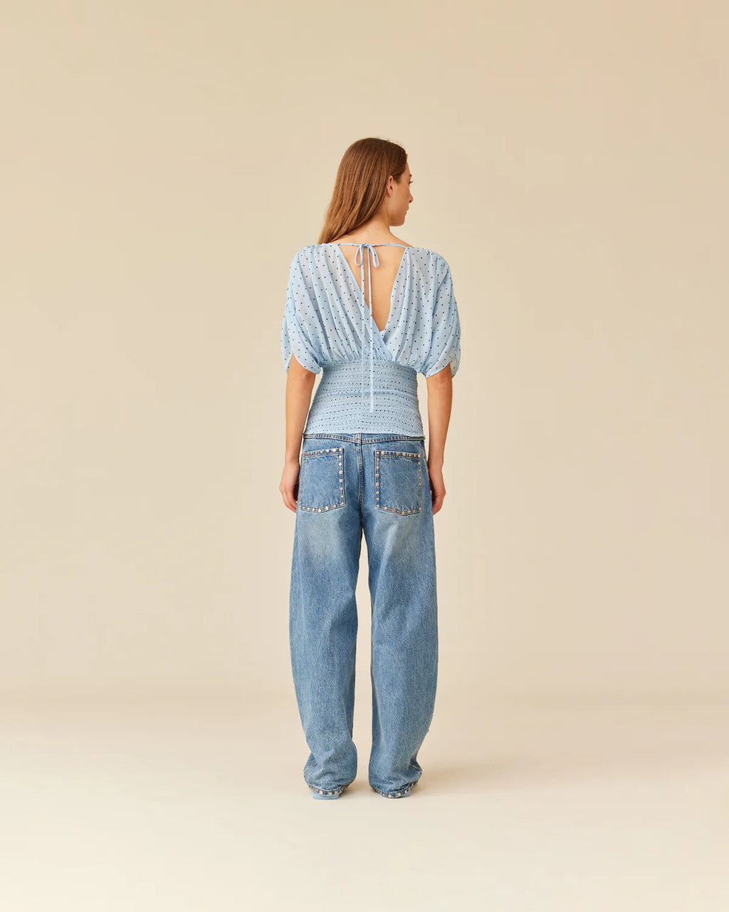 RUBY Riley Blouse | Blue Polka