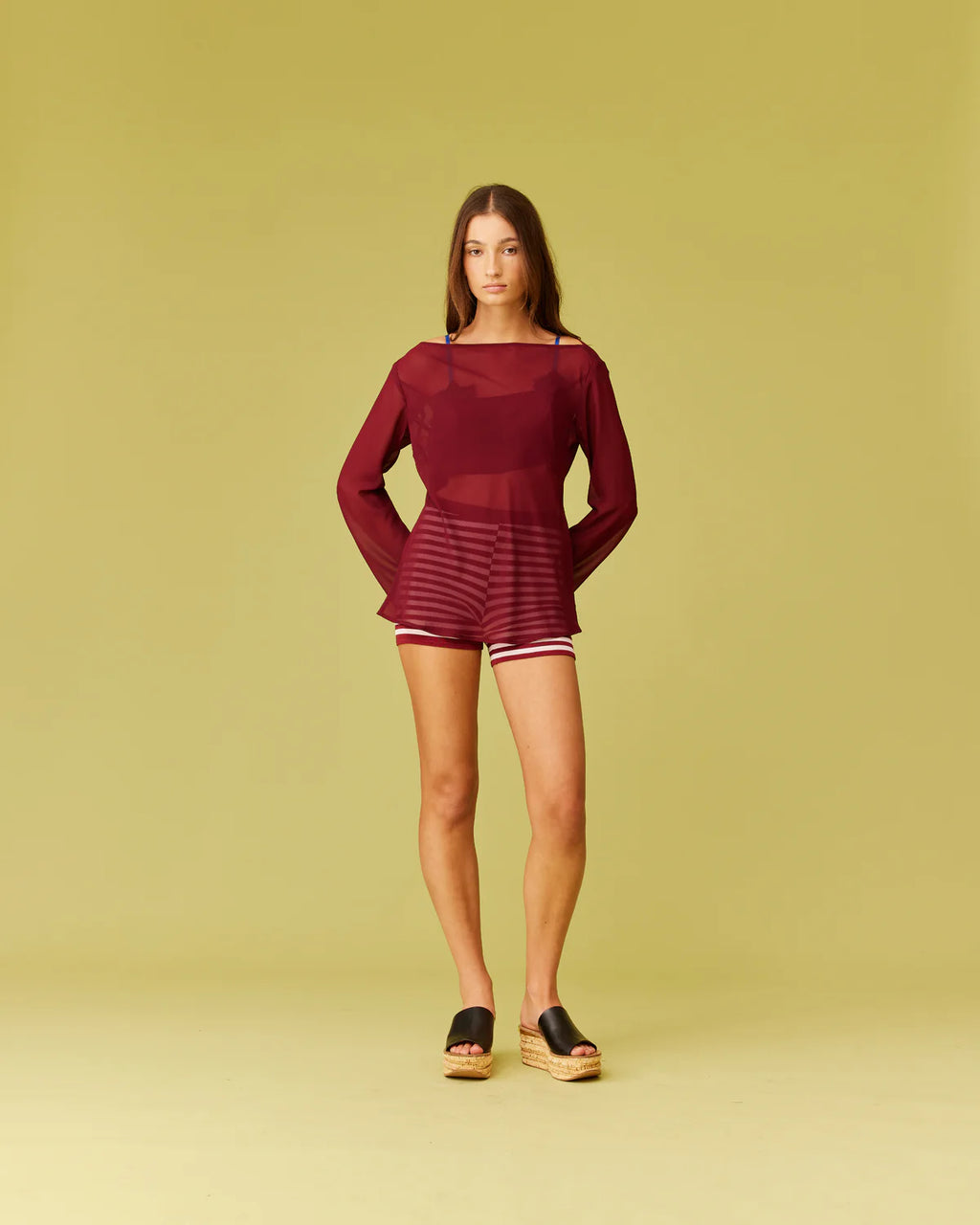 RUBY Madrid Sheer Long Sleeve | Merlot