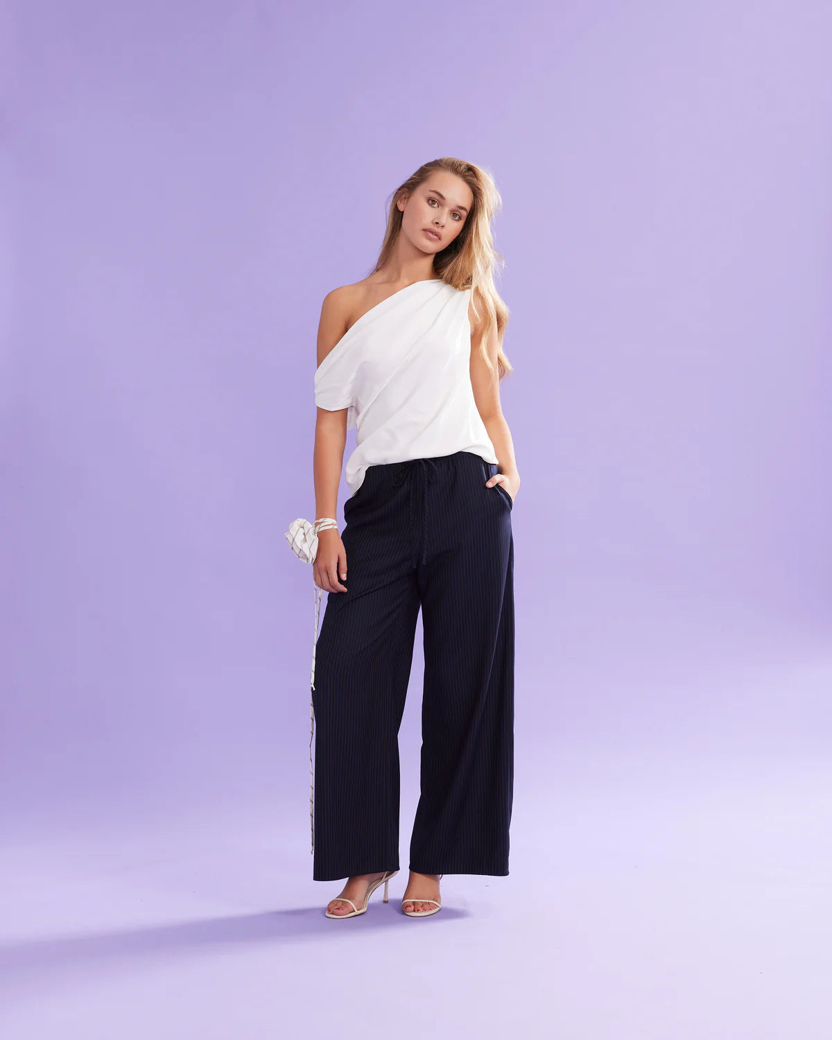 RUBY Andie Pinstripe Pant | Navy Copper