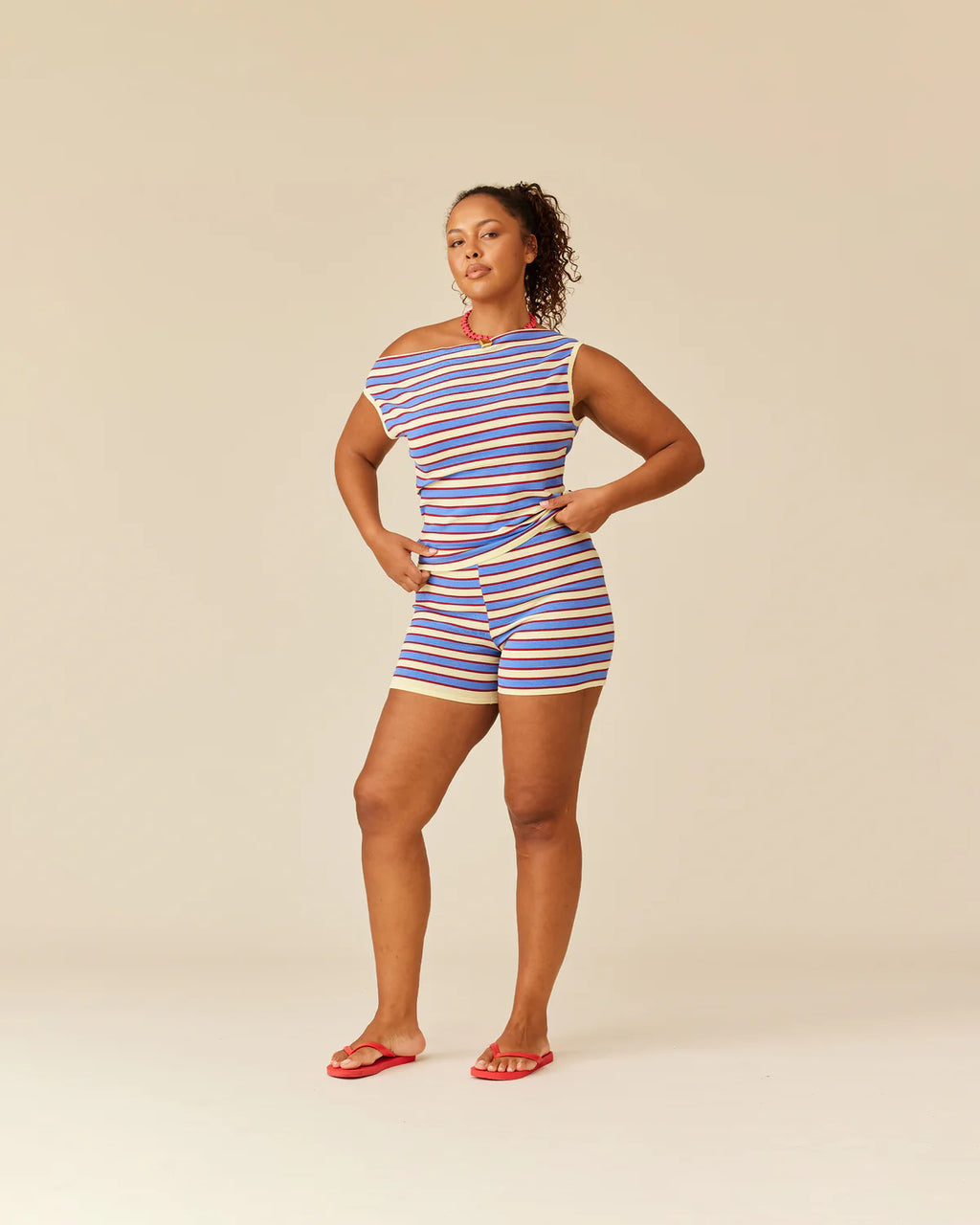 RUBY Marla Shorts | Butter Merlot Stripe