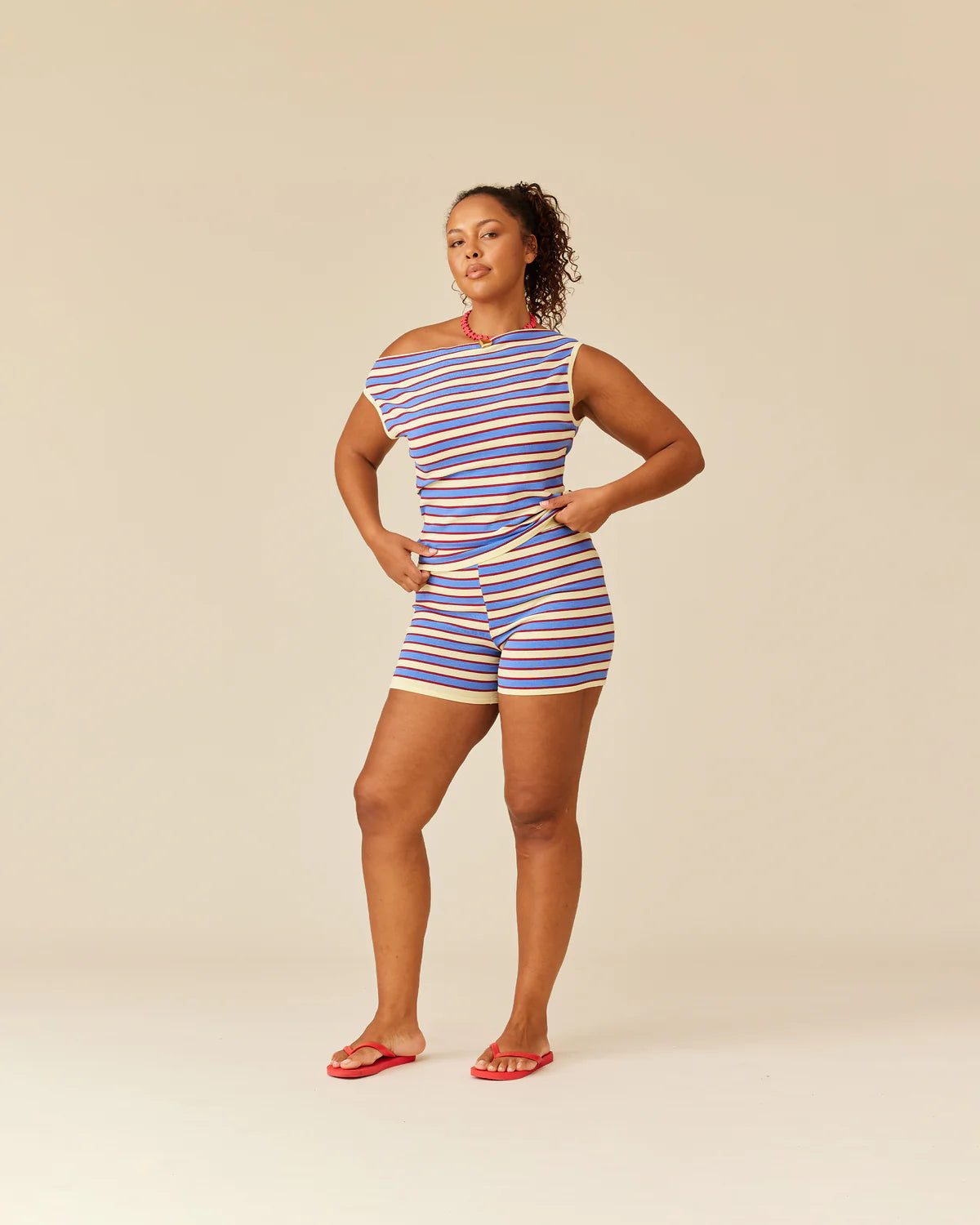 RUBY Marla Shorts | Butter Merlot Stripe