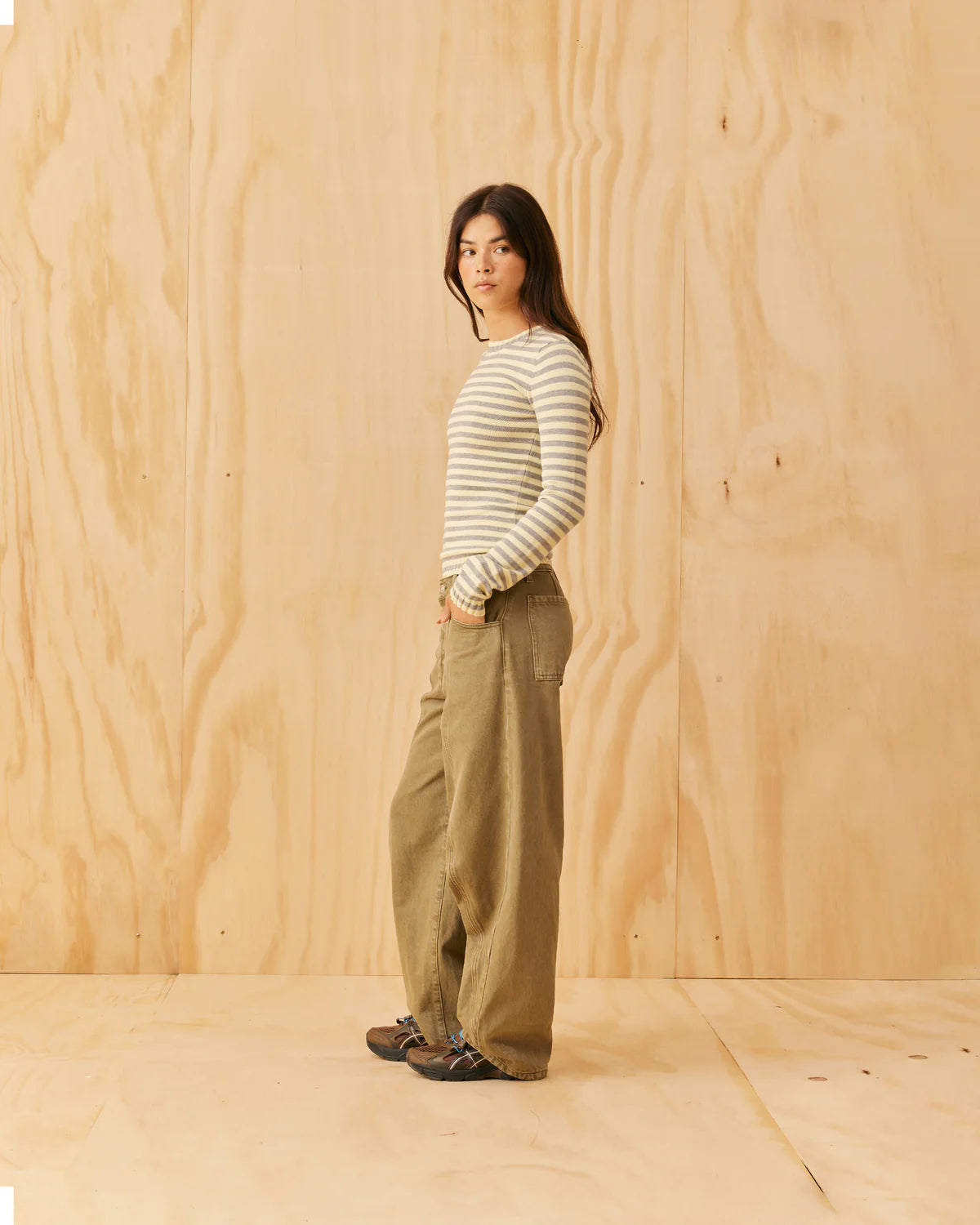 RUBY Esme Long Sleeve | Grey Marle Butter Stripe