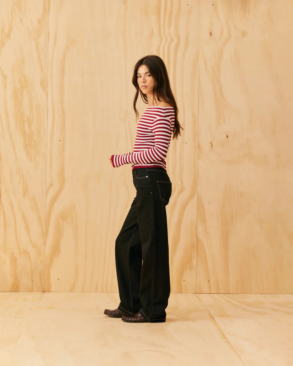 RUBY Emma Knit Long Sleeve | Burgundy Stripe