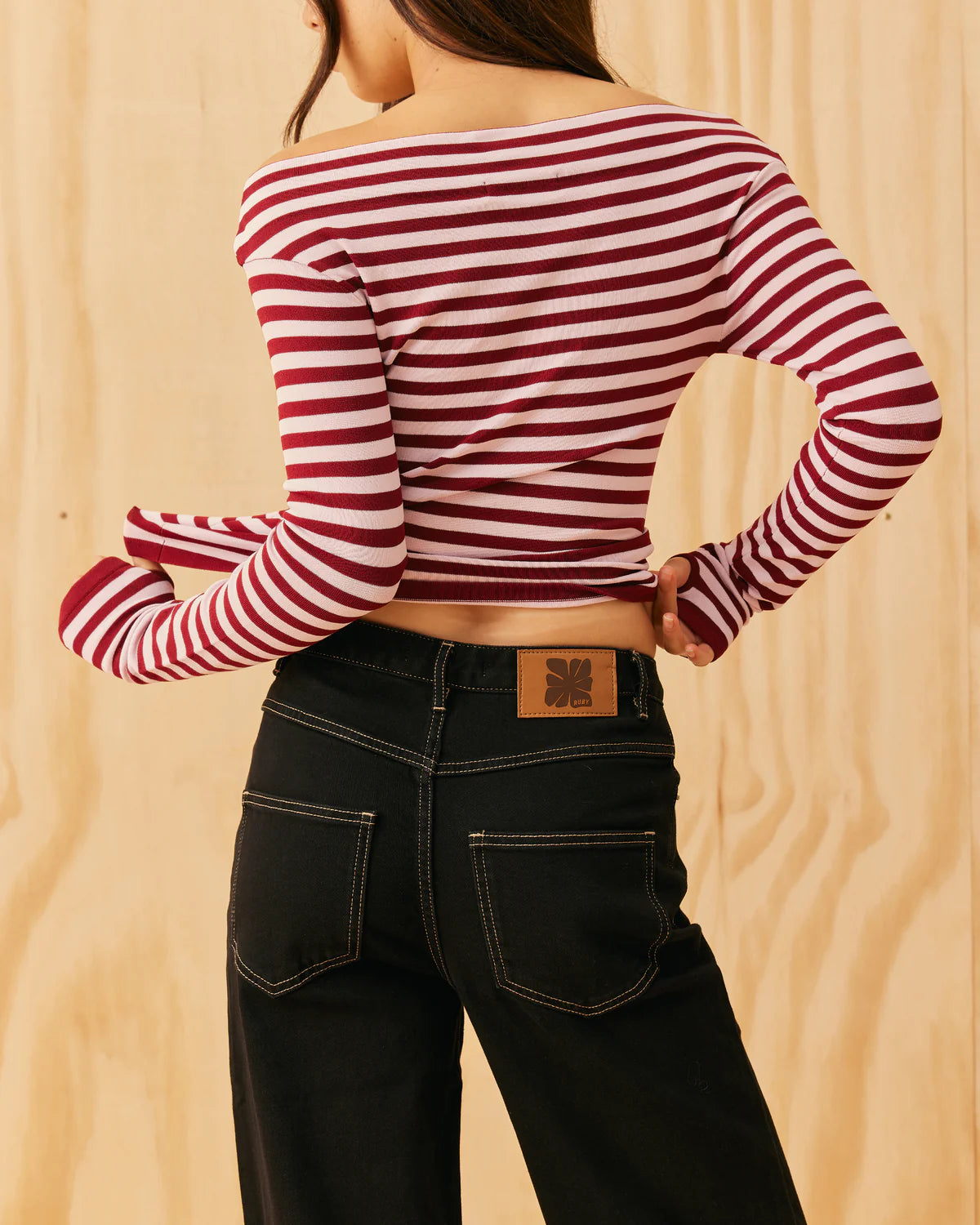 RUBY Emma Knit Long Sleeve | Burgundy Stripe
