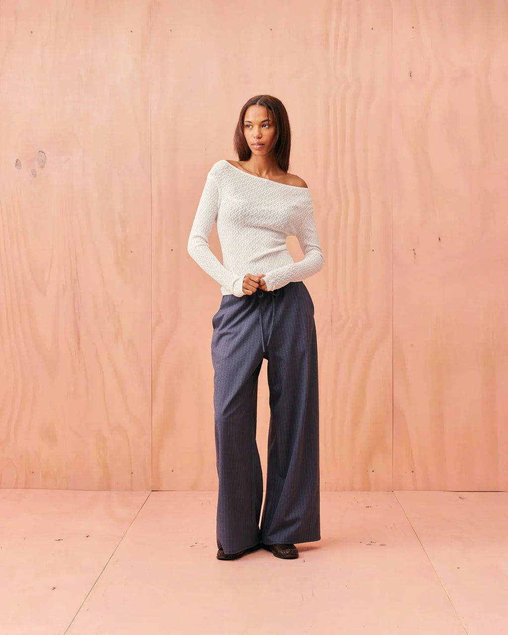 RUBY Andie Suit Pant | Denim Pinstripe
