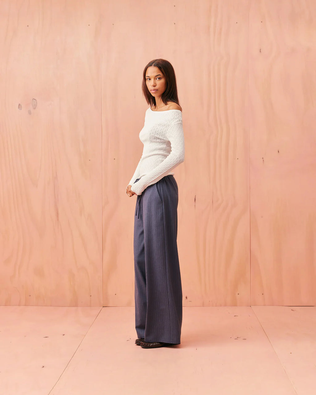RUBY Andie Suit Pant | Denim Pinstripe