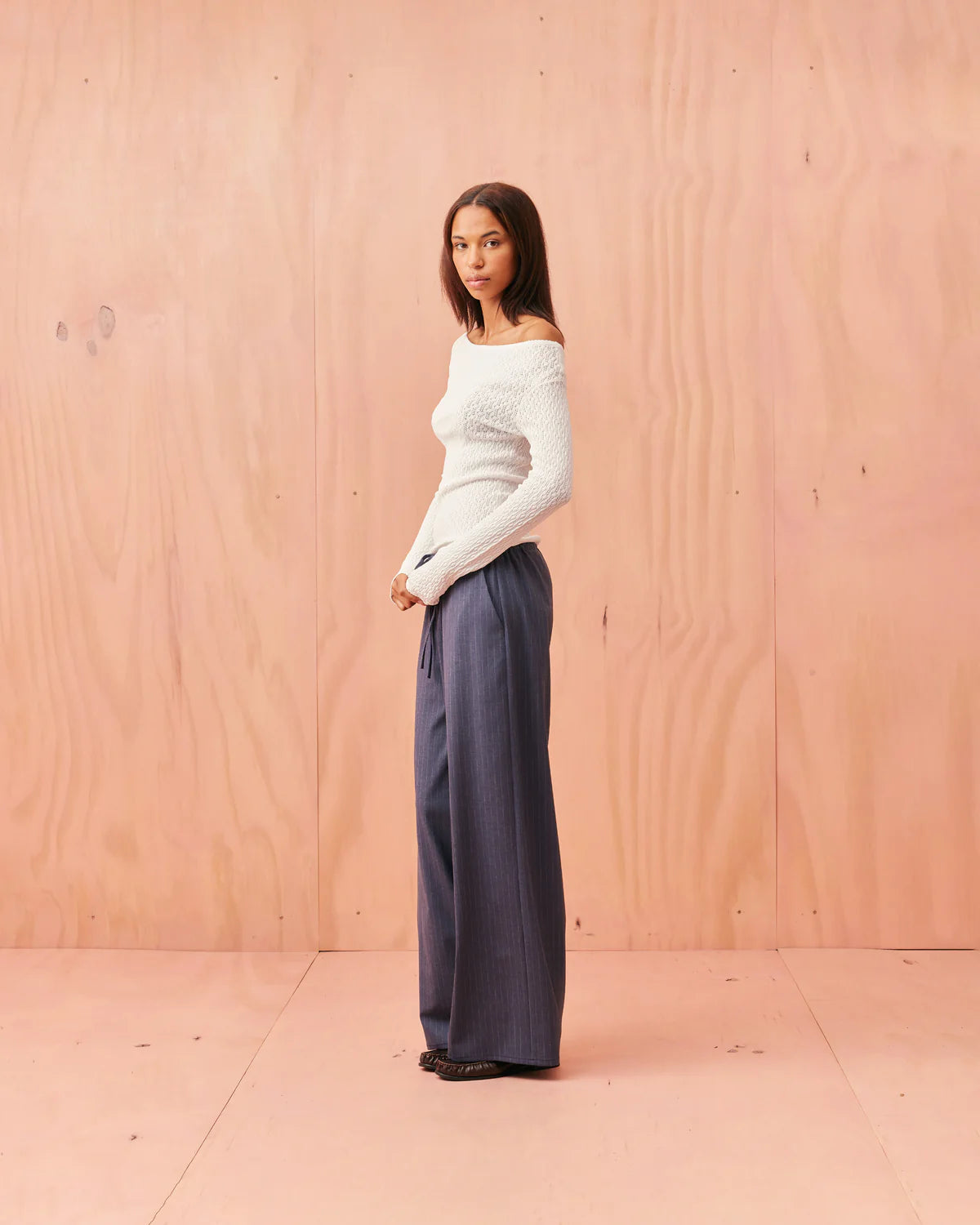RUBY Andie Suit Pant | Denim Pinstripe