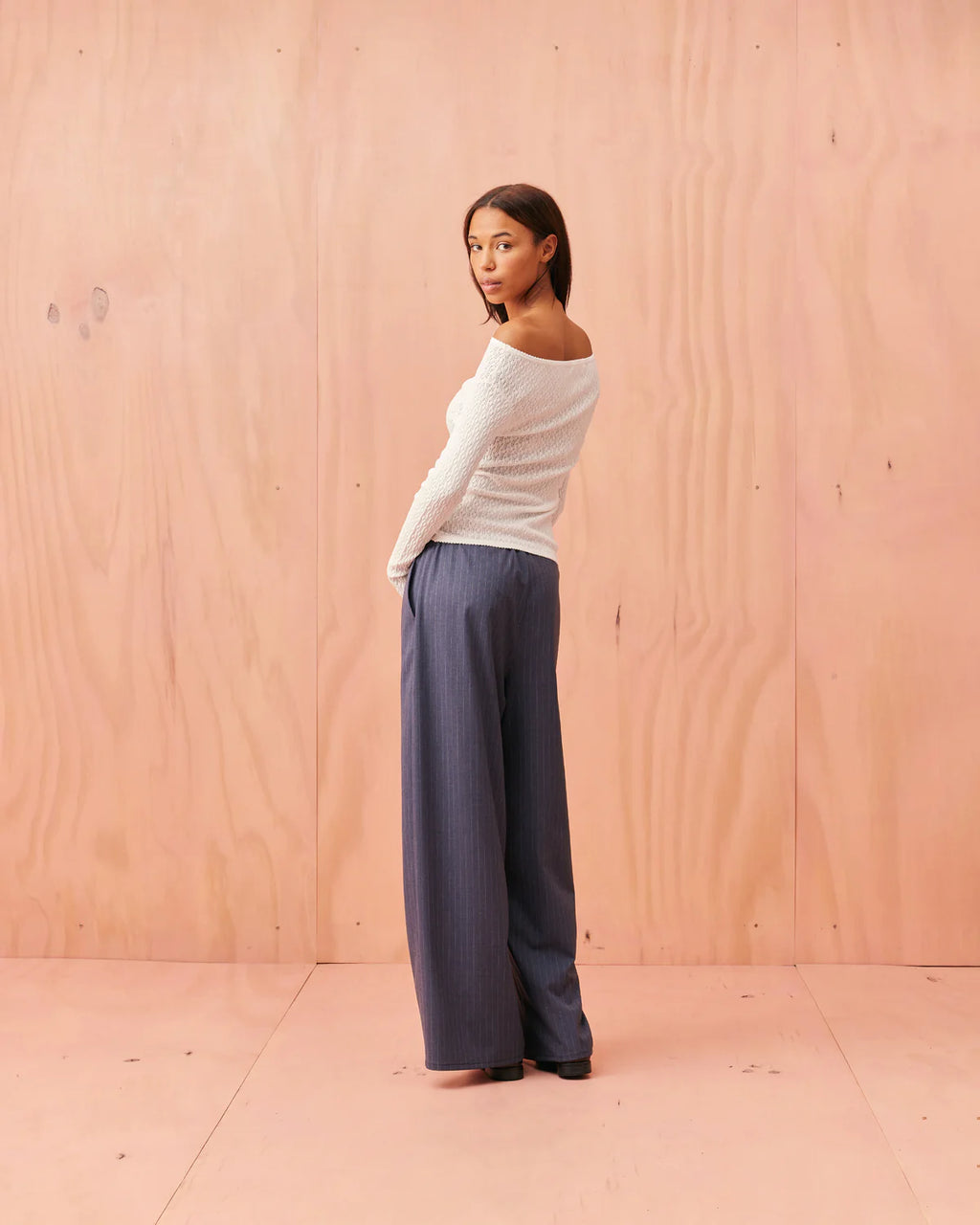 RUBY Andie Suit Pant | Denim Pinstripe