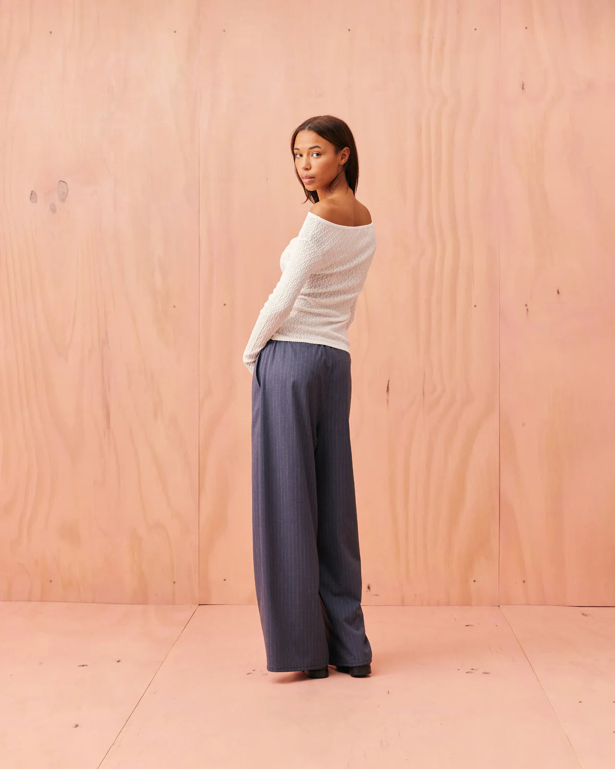 RUBY Andie Suit Pant | Denim Pinstripe