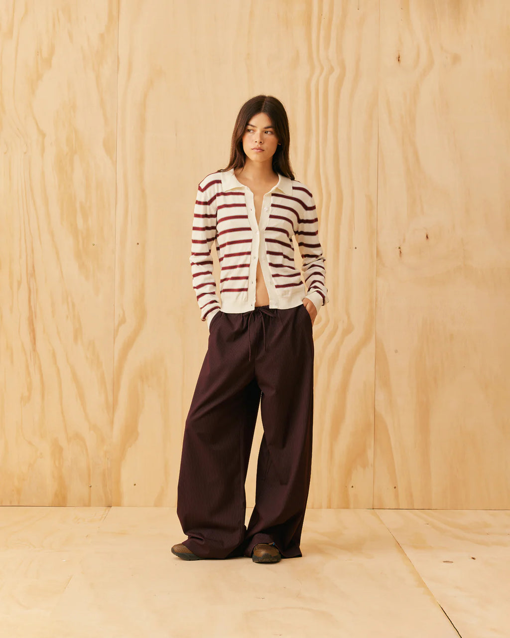 RUBY Andie Suit Pant | Plum Stripe