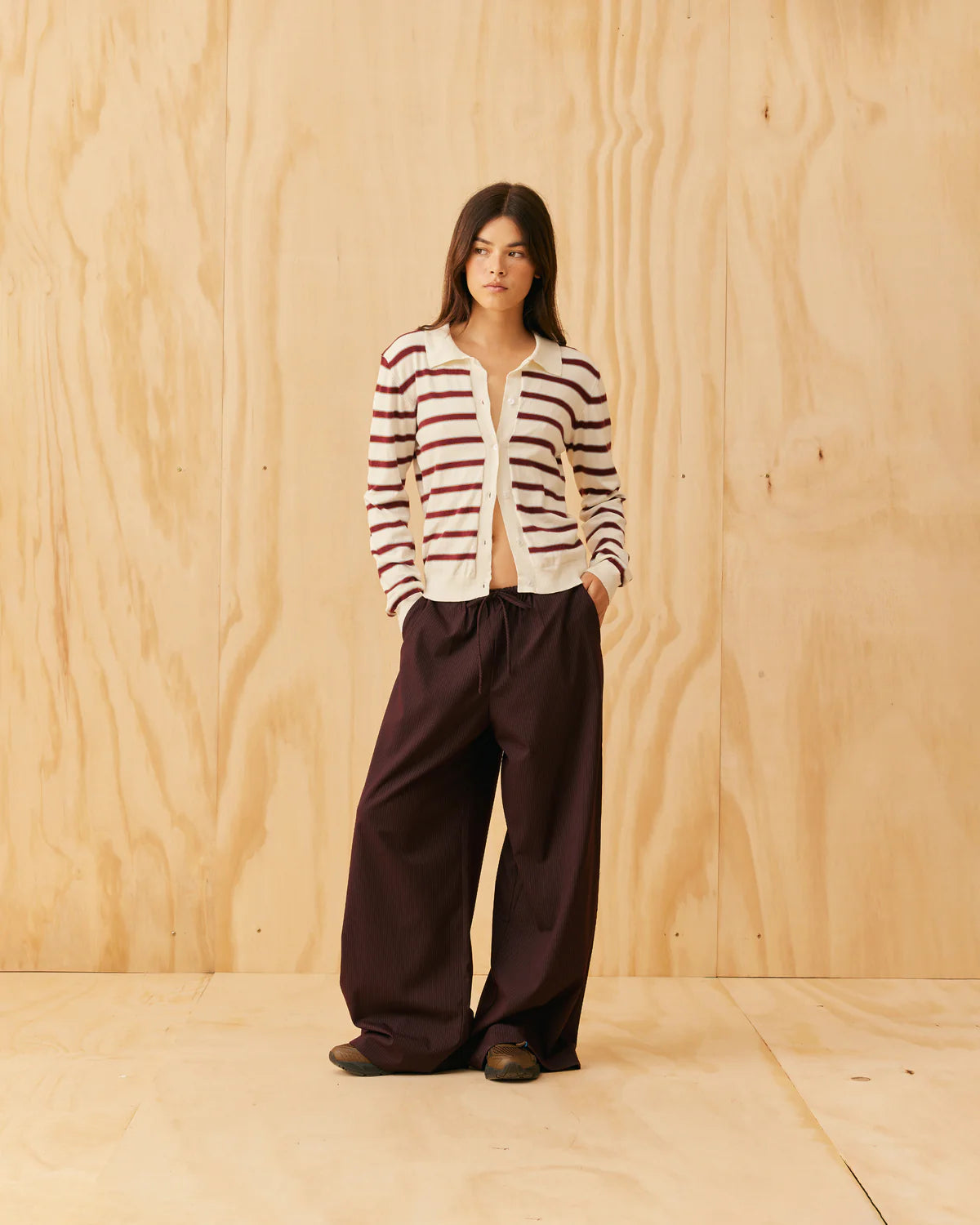 RUBY Andie Suit Pant | Plum Stripe