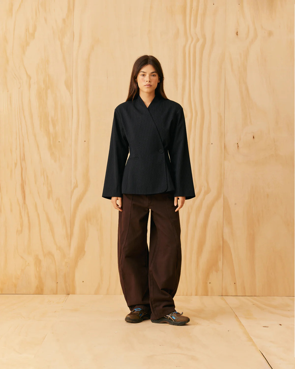 RUBY Coco Blazer | Navy Pinstripe