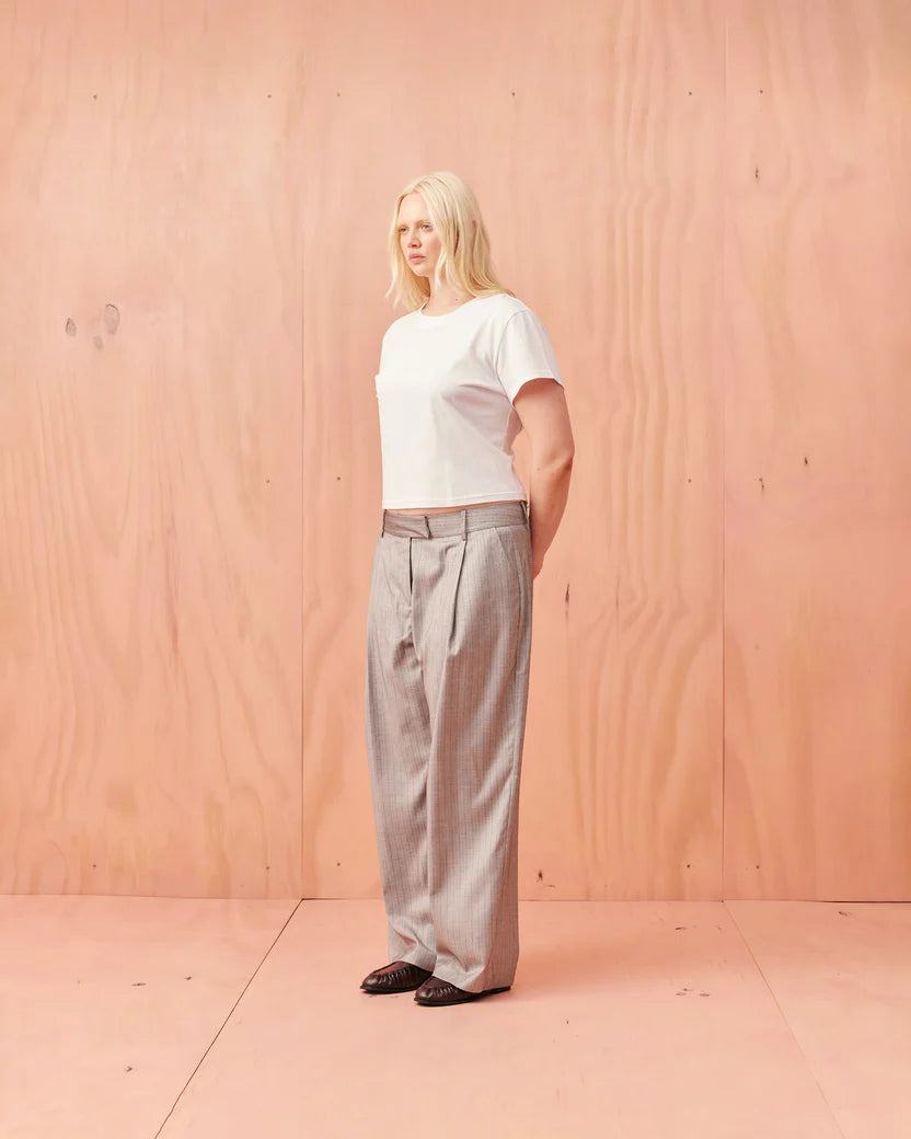 RUBY Rue Trouser | Grey Pinstripe
