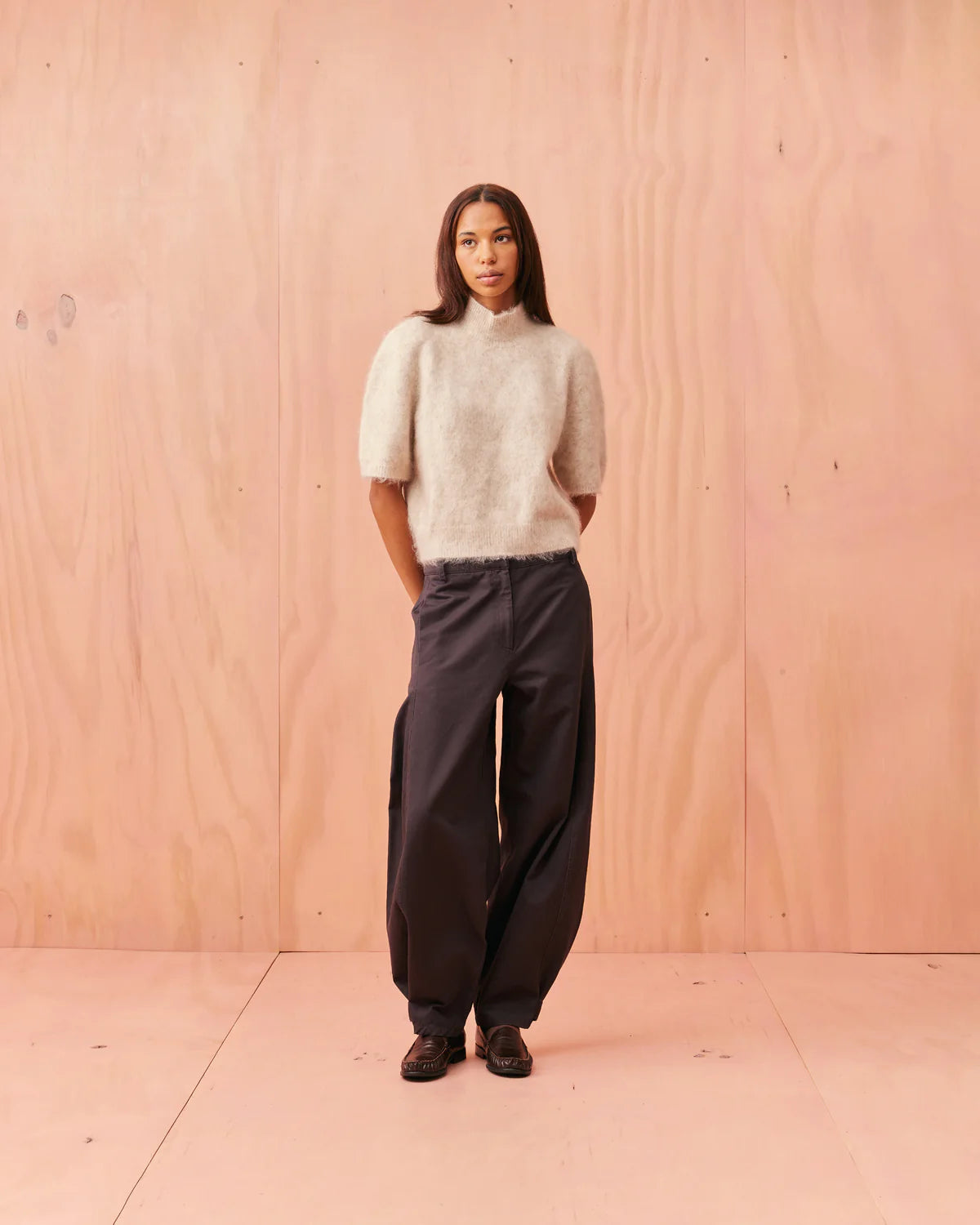 RUBY Cyrus Funnel Neck Top | Oat