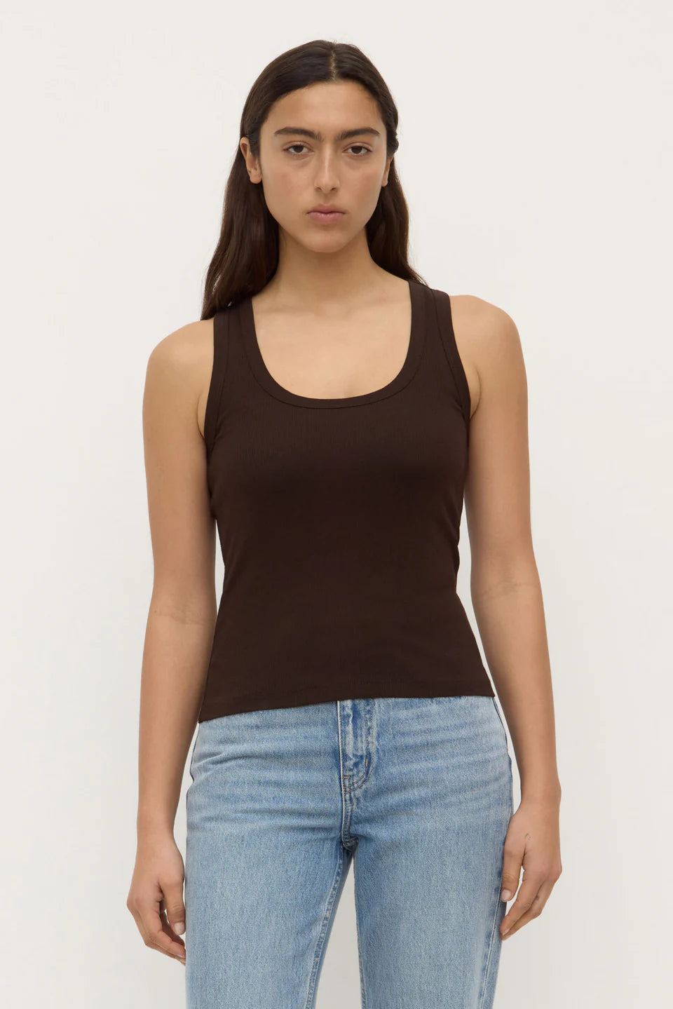 ASSEMBLY LABEL Robyn Scoop Neck Rib Tank | Ganache