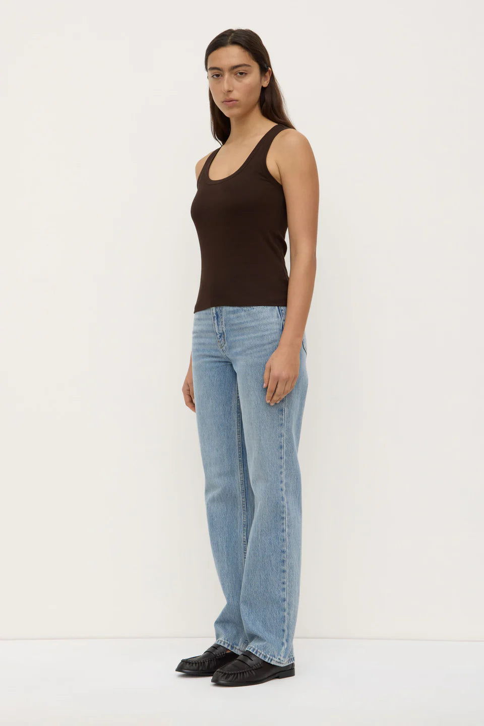 ASSEMBLY LABEL Robyn Scoop Neck Rib Tank | Ganache