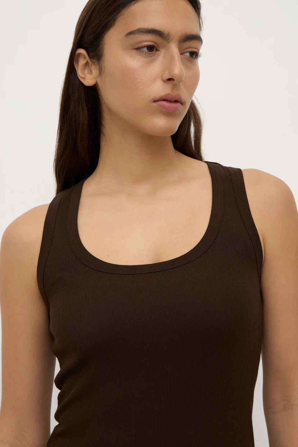 ASSEMBLY LABEL Robyn Scoop Neck Rib Tank | Ganache