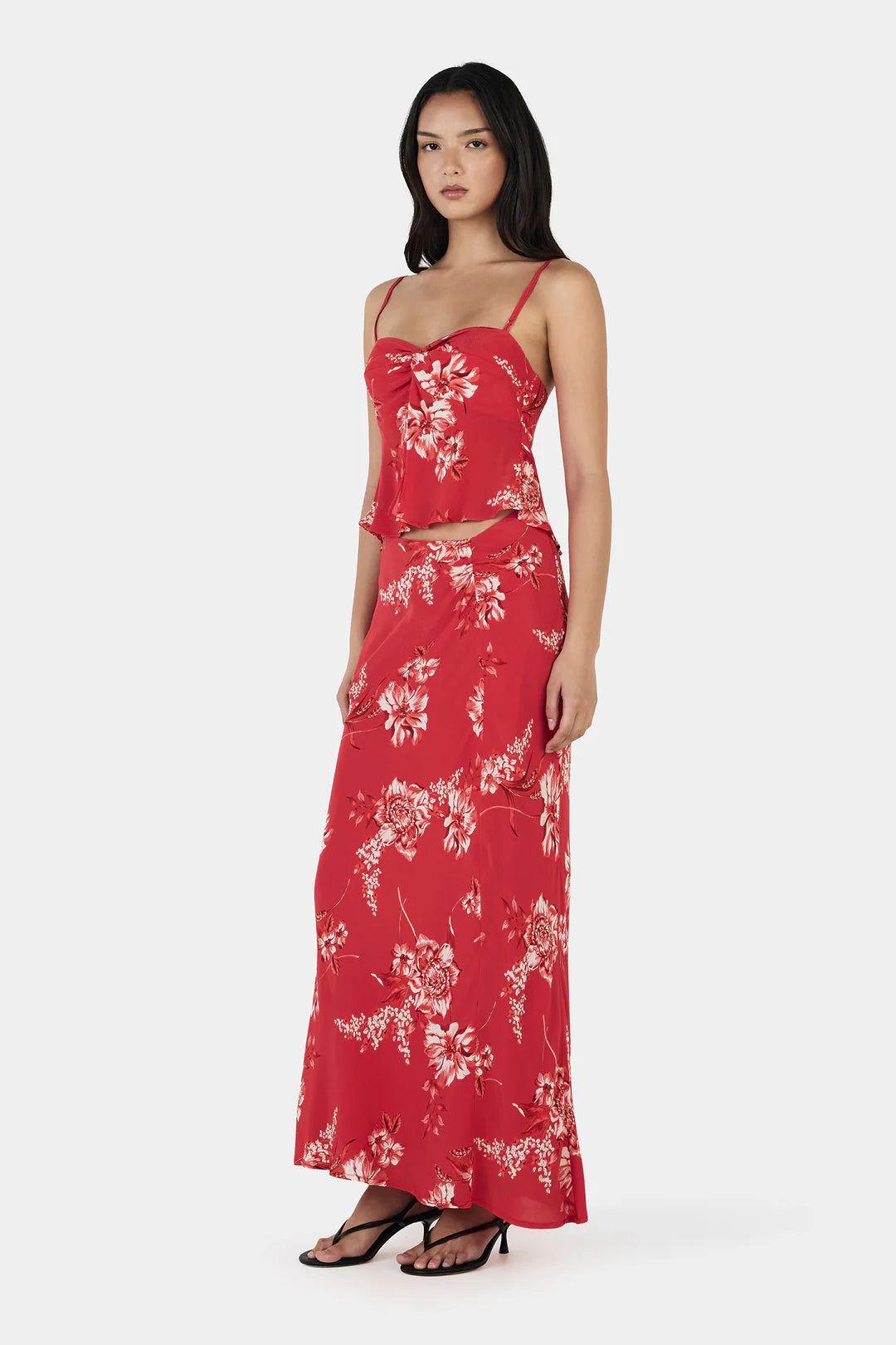 OWNLEY Janelle Maxi Skirt | Fire Bloom