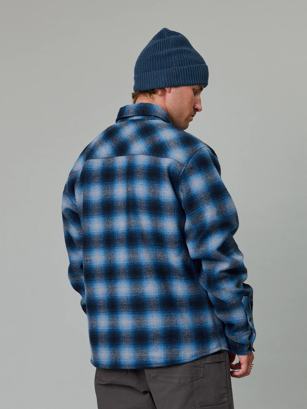 J.A.F Seaport Shearling Jacket | Light Blue Check