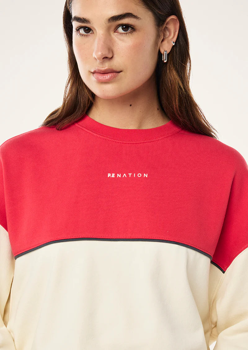P.E NATION Shift Sweat | Whisper White/Strawberry