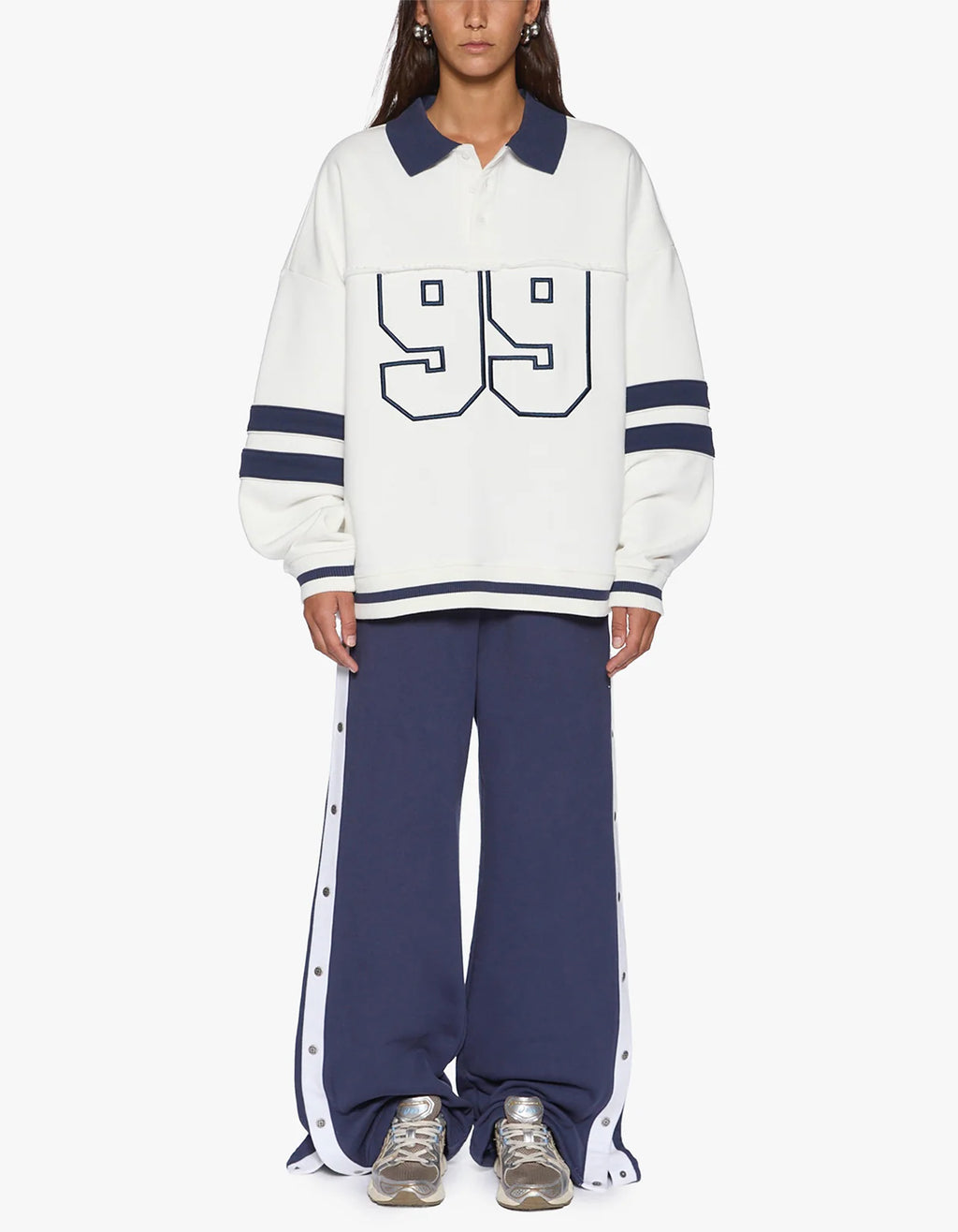 KSUBI 99 Boyfriend Polo Sweatshirt | Vintage White