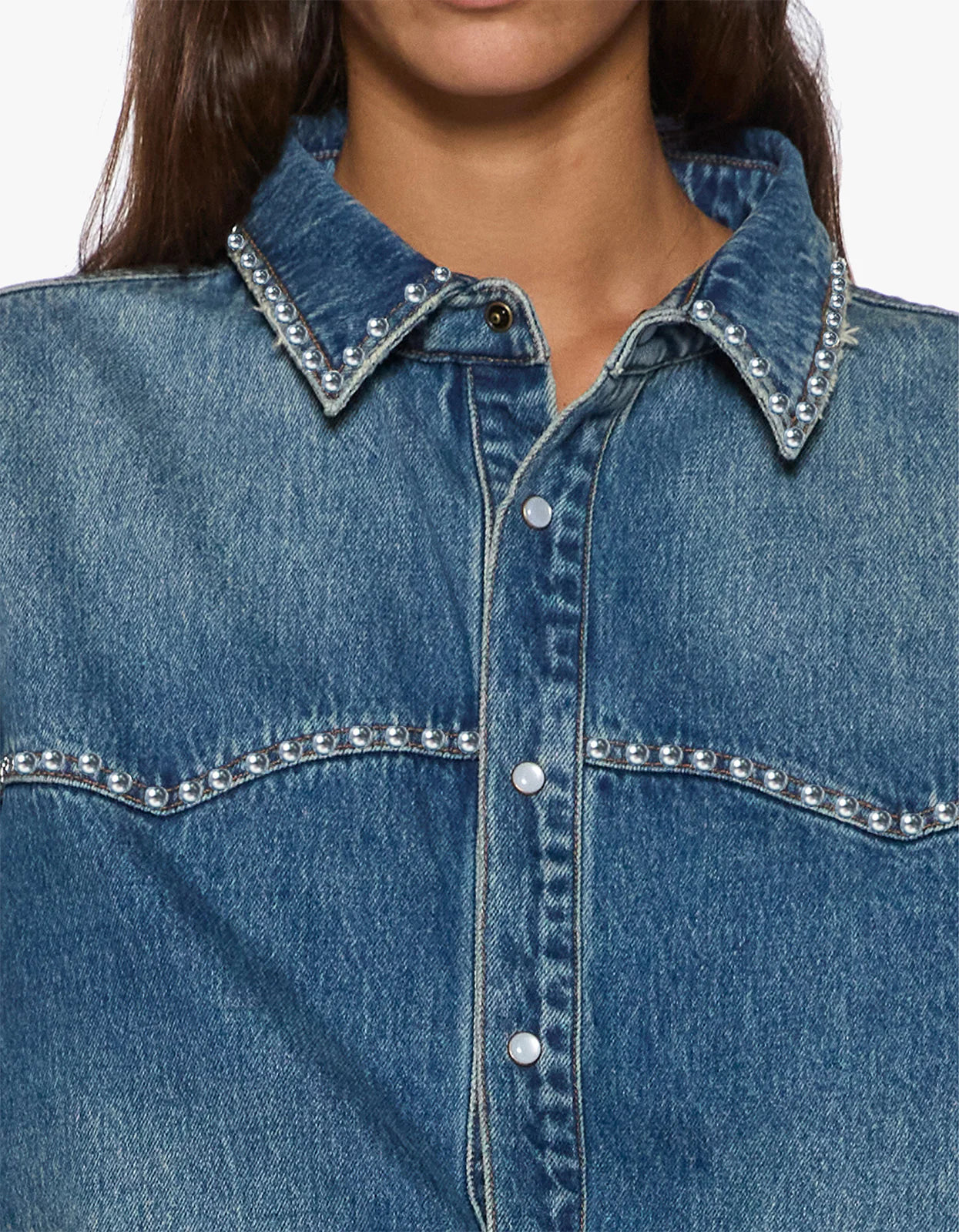 KSUBI Oversized L/S Shirt | Texas Blue Studded