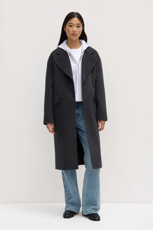 ASSEMBLY LABEL Sadie Single Breasted Wool Coat | Charcoal Marle
