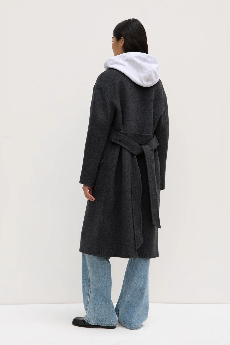 ASSEMBLY LABEL Sadie Single Breasted Wool Coat | Charcoal Marle