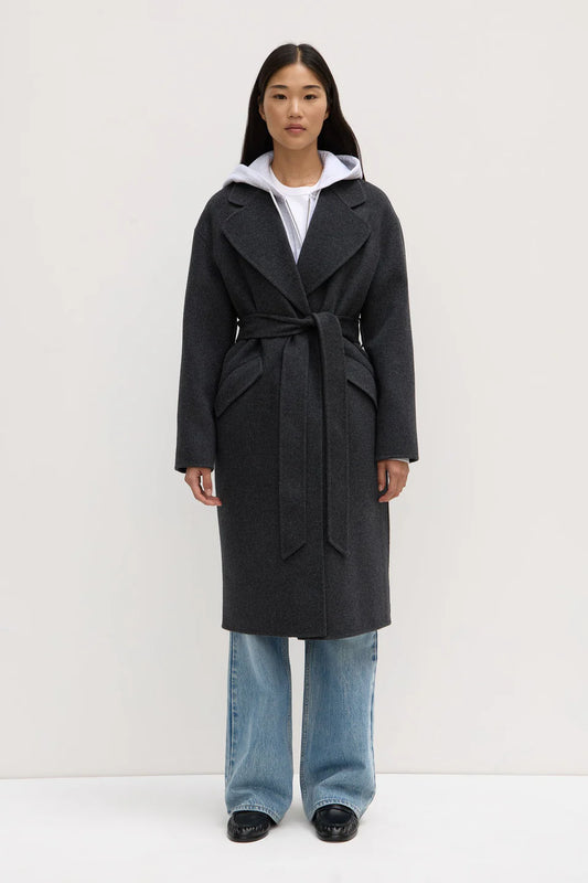 ASSEMBLY LABEL Sadie Single Breasted Wool Coat | Charcoal Marle