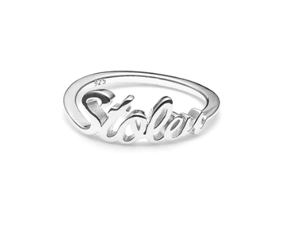 Stolen Script Ring - Stirling Silver
