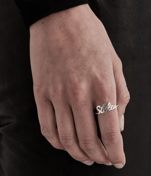 Stolen Script Ring - Stirling Silver