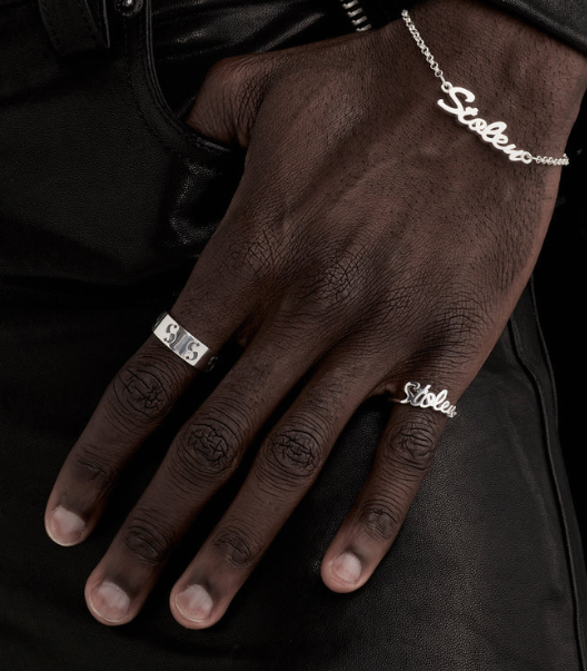 Stolen Script Ring - Stirling Silver