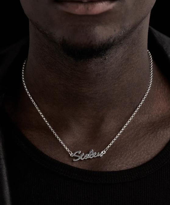 Stolen Script Necklace - Silver
