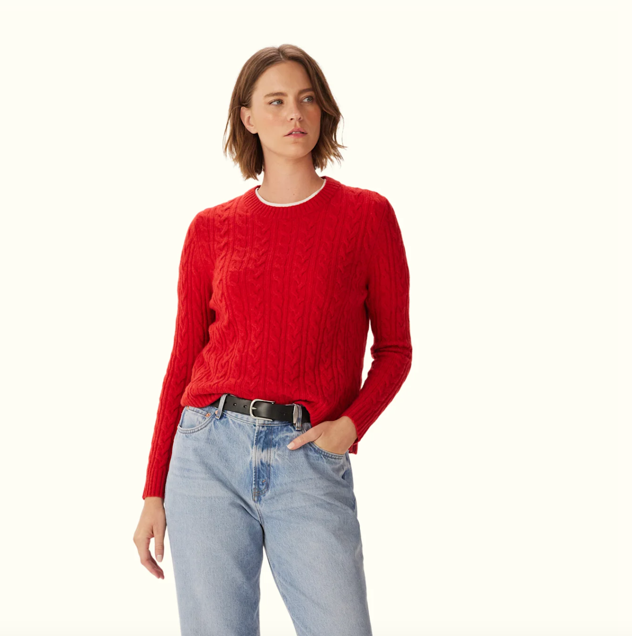 R.M WILLIAMS Seaforth Cable Knit | Cherry Red