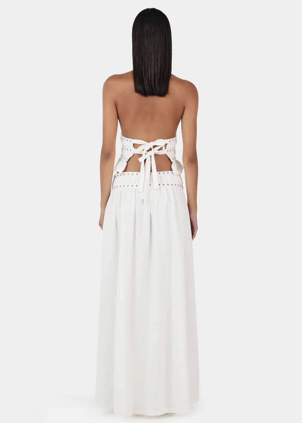 OWNLEY Tabby Studded Midi Skirt | Ivory