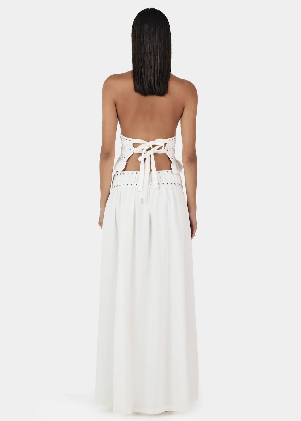 OWNLEY Tabby Studded Midi Skirt | Ivory