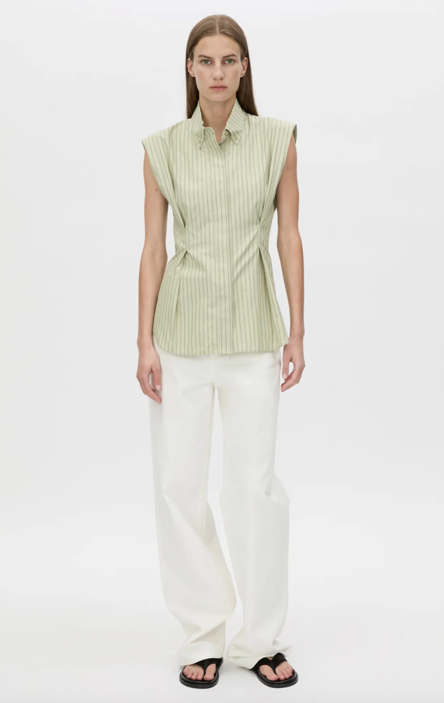 CAMILLA AND MARC Pico Sleeveless Shirt | Olive Stripe
