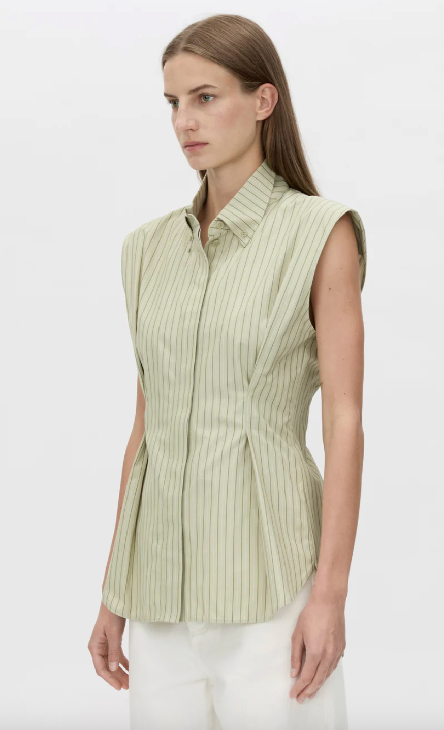 CAMILLA AND MARC Pico Sleeveless Shirt | Olive Stripe