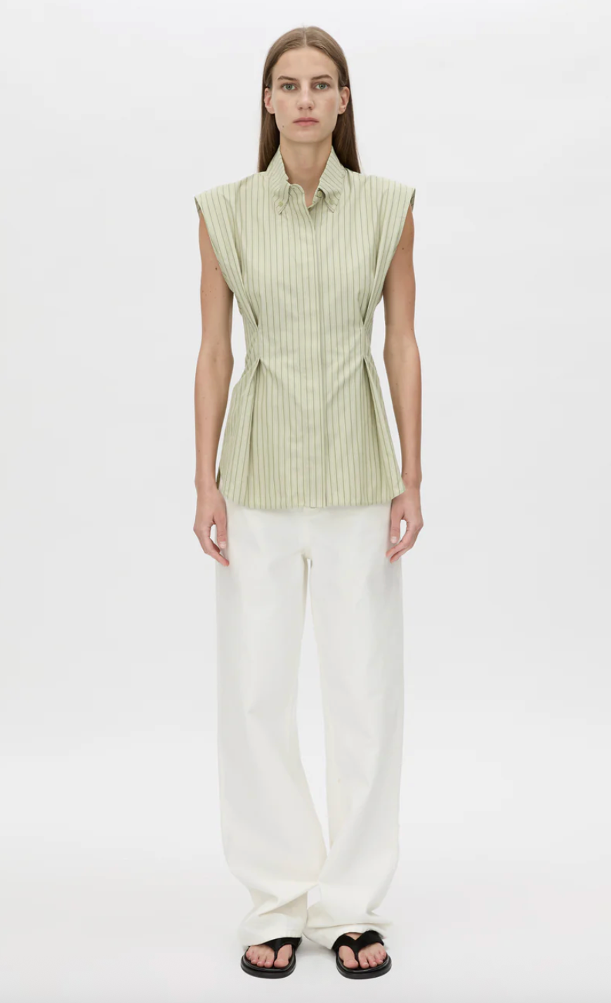 CAMILLA AND MARC Pico Sleeveless Shirt | Olive Stripe