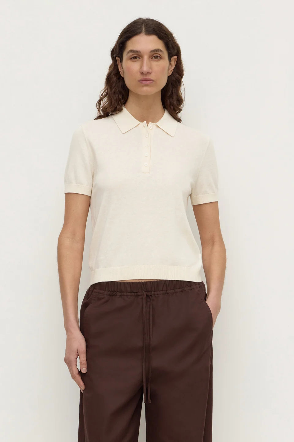 ASSEMBLY LABEL Sloane Cotton Cashmere Polo | Cream