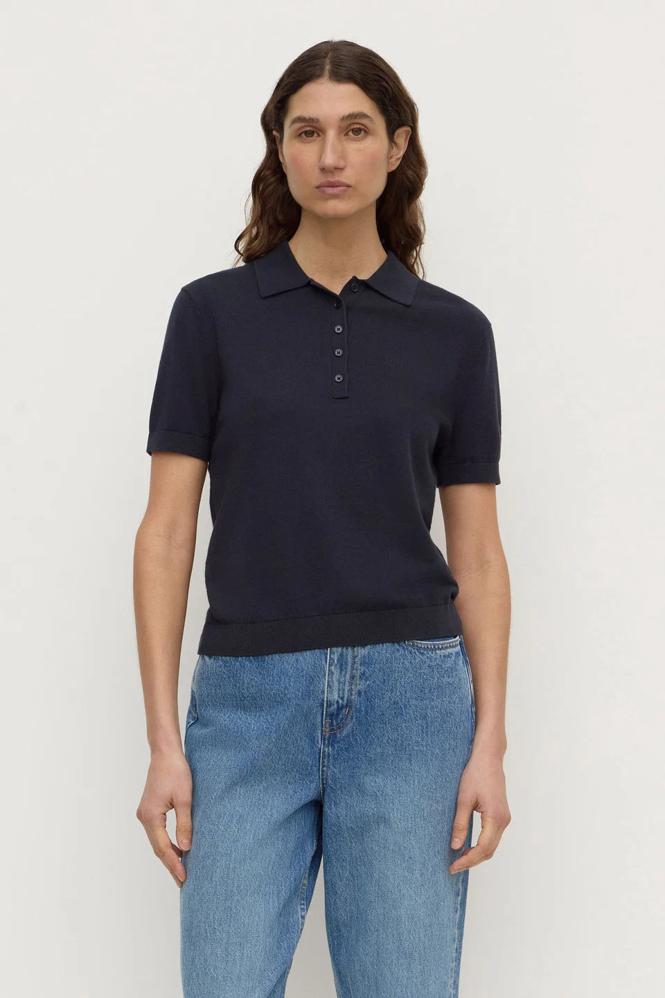 ASSEMBLY LABEL Sloane Cotton Cashmere Polo | True Navy