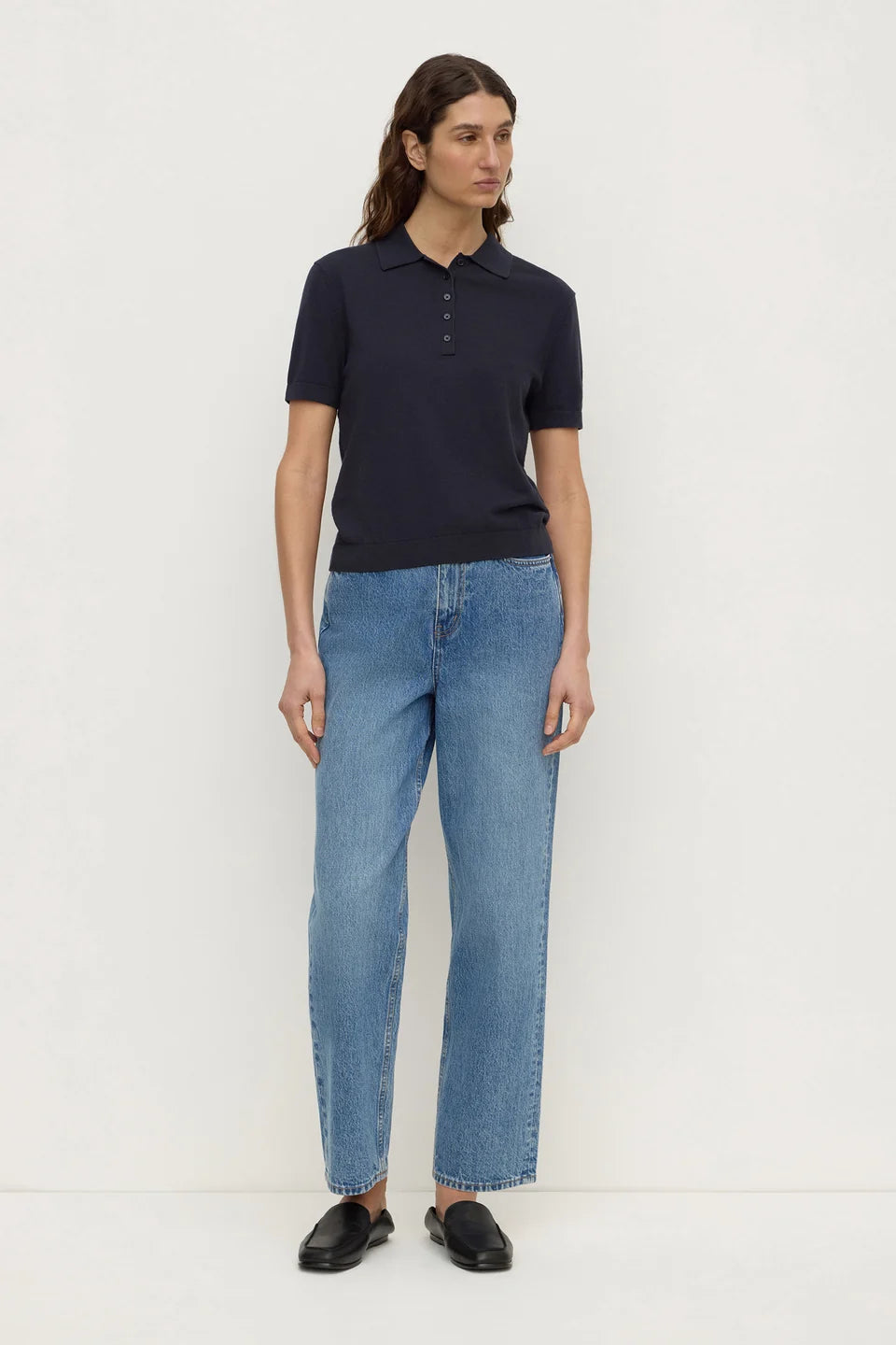 ASSEMBLY LABEL Sloane Cotton Cashmere Polo | True Navy