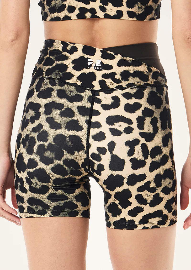 P.E Nation Bike Short | Leopard and Smokestone