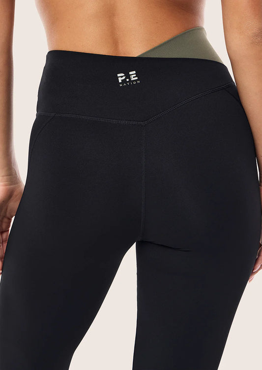 P.E NATION Wander Flare Legging | Black & Dusty Olive