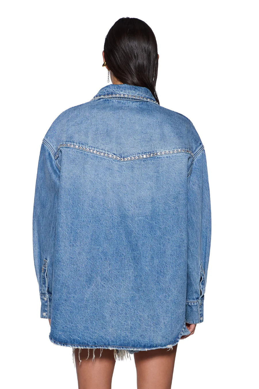 KSUBI Oversized Denim Shirt | Maverick Crystal
