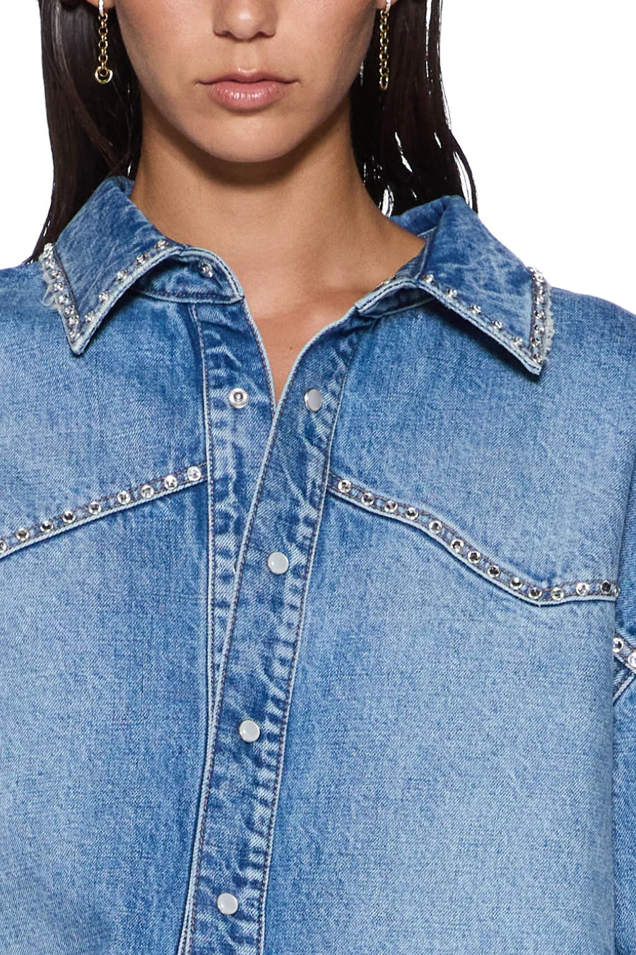 KSUBI Oversized Denim Shirt | Maverick Crystal