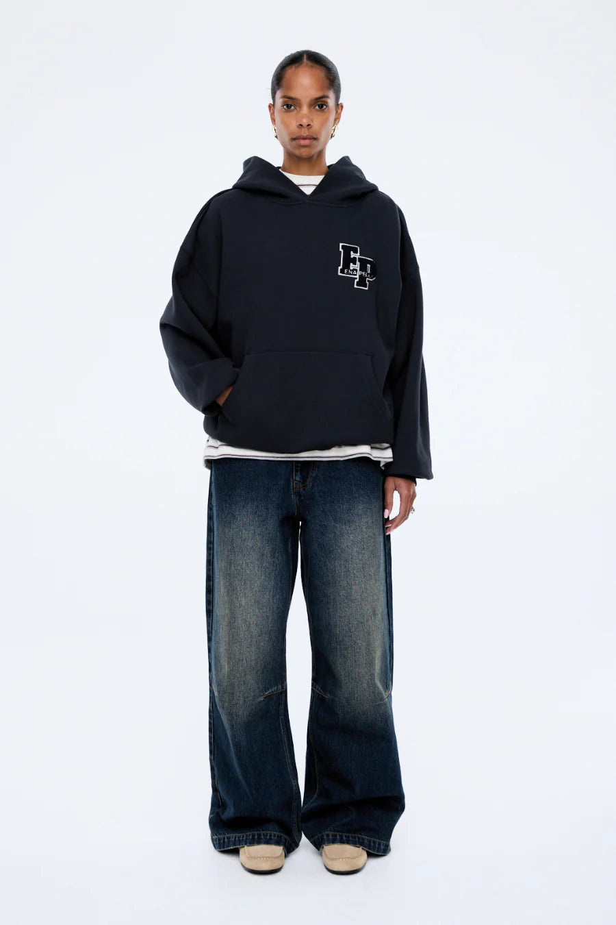 ENA PELLY Cassie Oversized Hoodie | Washed Midnight
