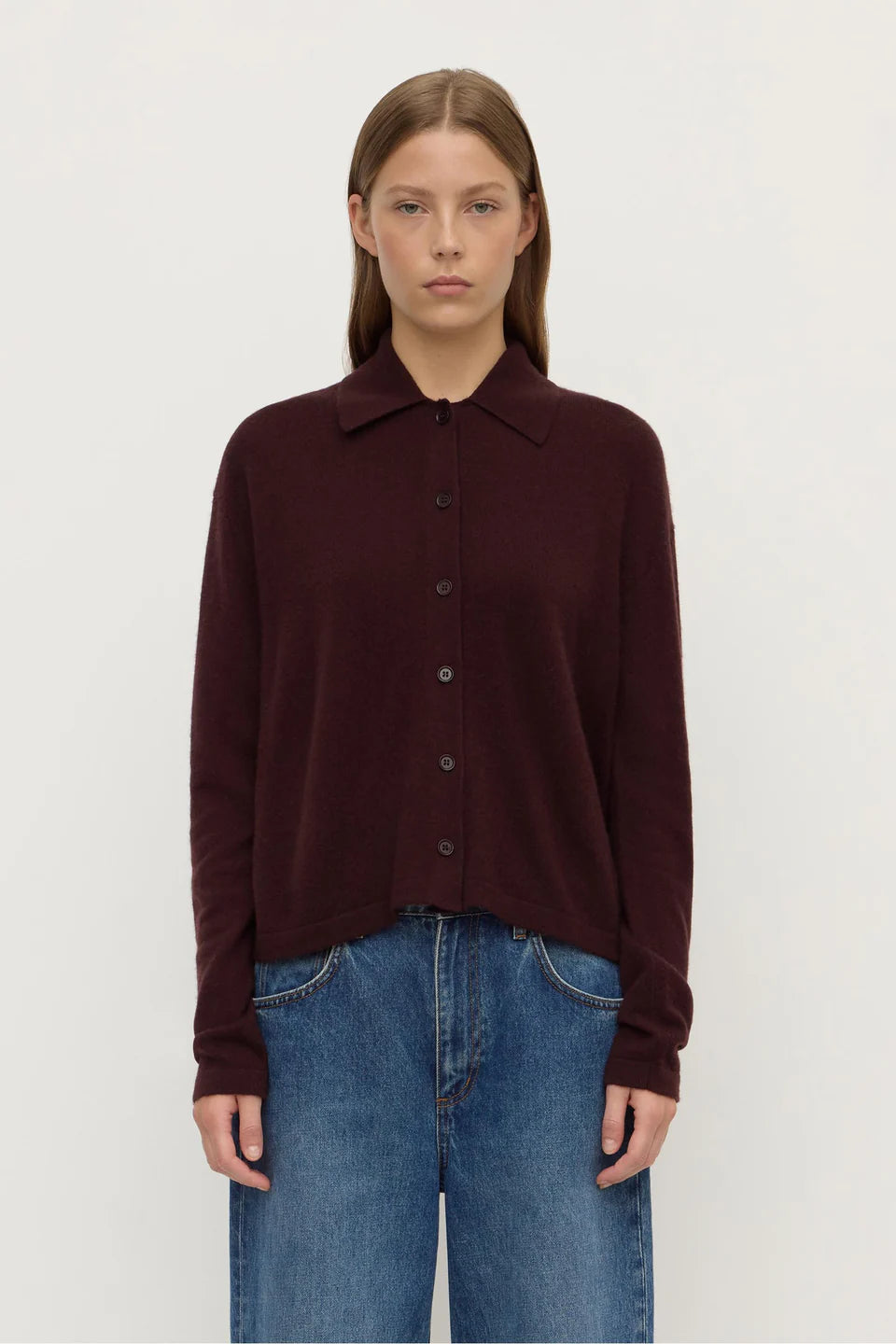 ASSEMBLY LABEL Wool Cashmere Knit Cardi | Dark Merlot